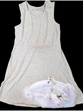 Wonder Nation Unicorn Skater Dress Kids Gray Fantasy Dress Twirl Dress Casual Cu